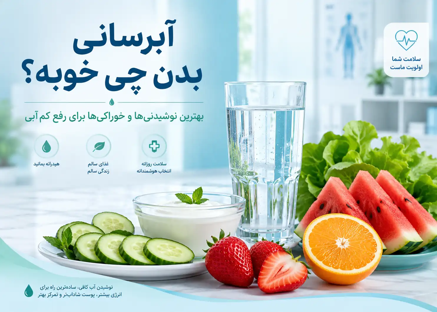 آبرسانی بدن چی خوبه؟ بهترین نوشیدنی‌ها و خوراکی‌ها برای رفع کم‌آبی