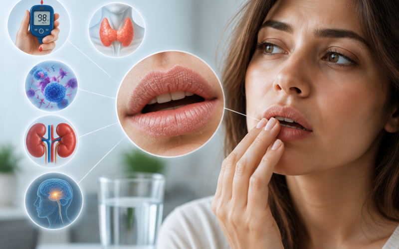 چه بیماری هایی باعث خشکی دهان میشود؟ بررسی دیابت، مشکلات هورمونی و بیماری‌های خودایمنی