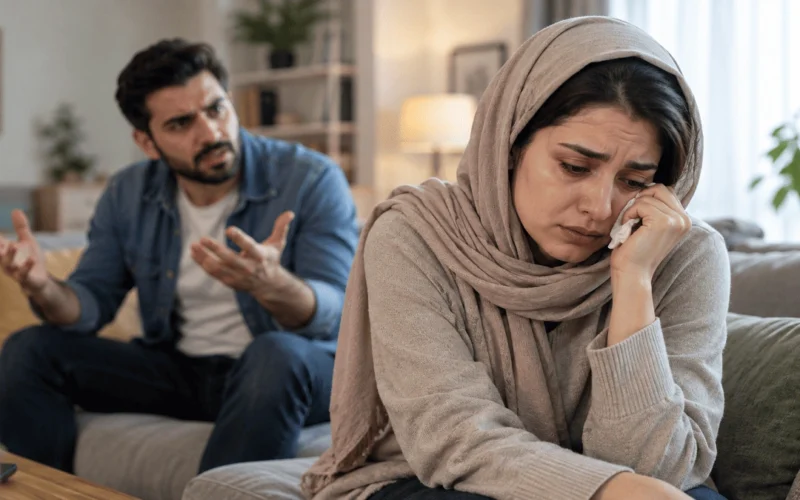 چرا وقتی گریه می‌کنم شوهرم عصبی می‌شود؟ علت‌ها و راه درست برخورد