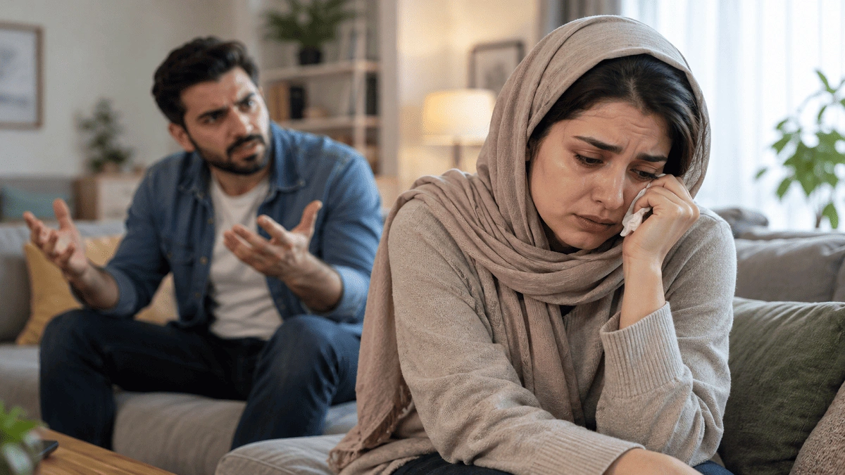 چرا وقتی گریه می‌کنم شوهرم عصبی می‌شود؟ علت‌ها و راه درست برخورد