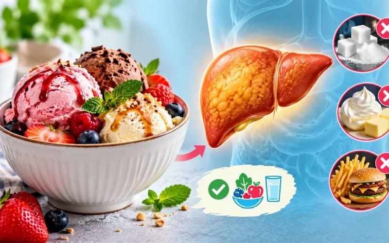 آیا بستنی برای کبد مضر است؟ پاسخ علمی درباره قند، چربی و کبد چرب