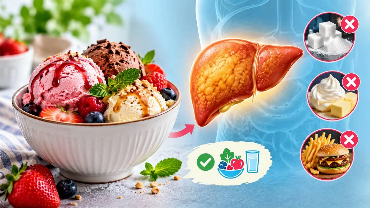 آیا بستنی برای کبد مضر است؟ پاسخ علمی درباره قند، چربی و کبد چرب